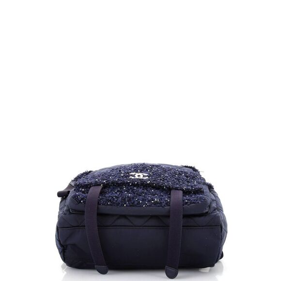 Chanel Astronaut Essentials Backpack Quilted Nylon with Tweed Medium Blue - Picture 4 of 7